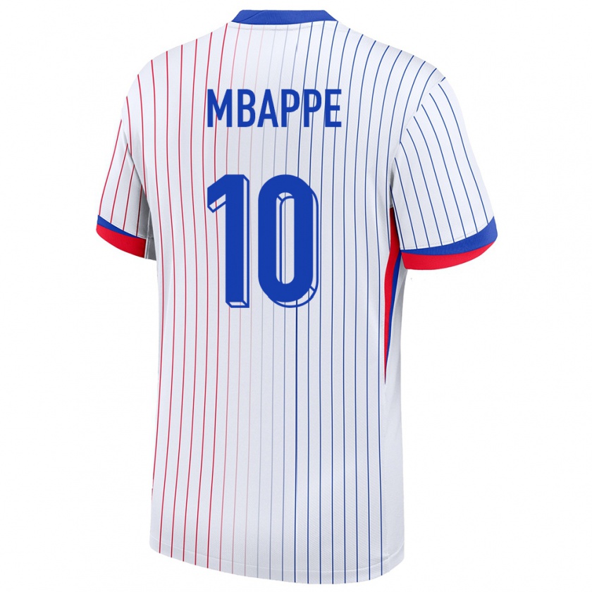 Kandiny Hombre Camiseta Francia Kylian Mbappe #10 Blanco 2ª Equipación 24-26 La Camisa