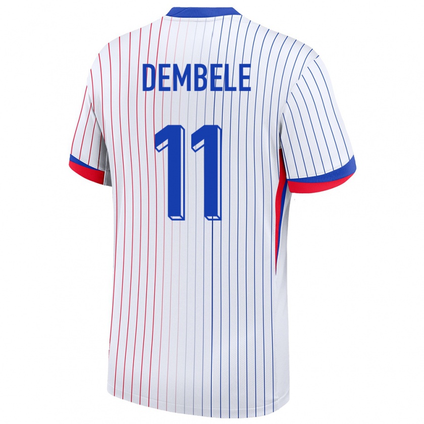 Kandiny Uomo Maglia Francia Ousmane Dembele #11 Bianco Kit Gara Away 24-26 Maglietta