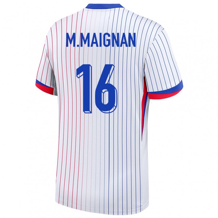 Kandiny Uomo Maglia Francia Mike Maignan #16 Bianco Kit Gara Away 24-26 Maglietta