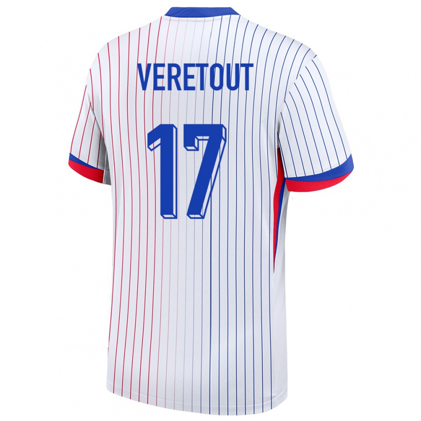 Kandiny Uomo Maglia Francia Jordan Veretout #17 Bianco Kit Gara Away 24-26 Maglietta