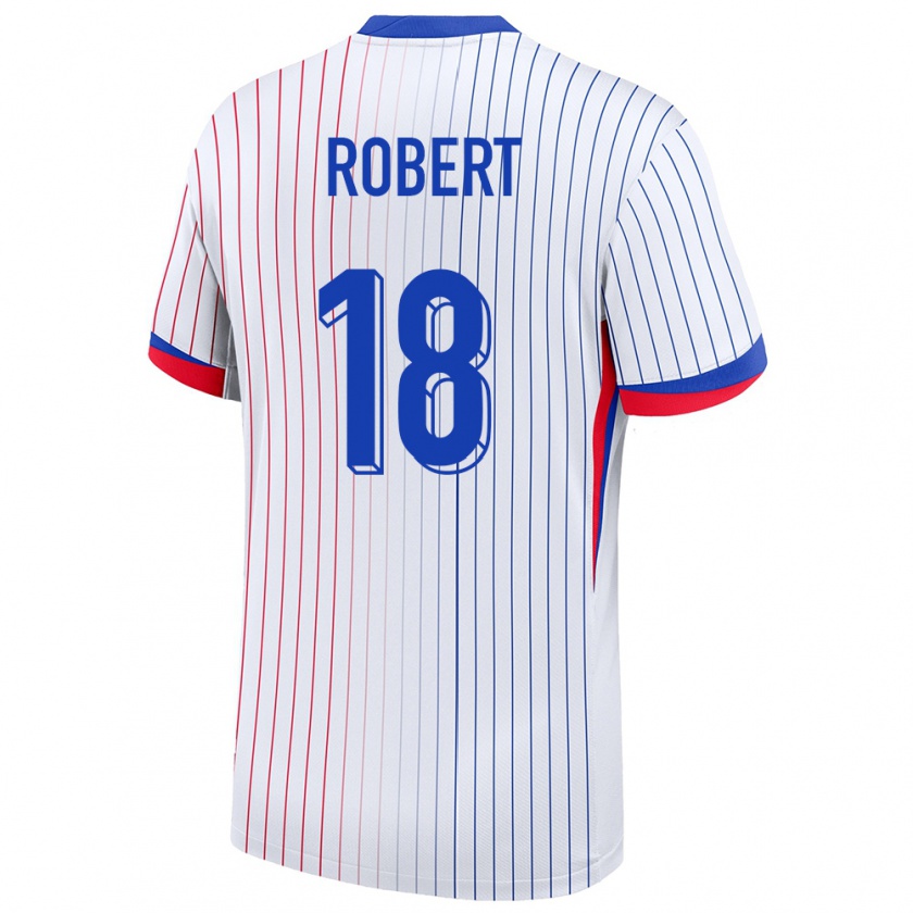 Kandiny Hombre Camiseta Francia Faustine Robert #18 Blanco 2ª Equipación 24-26 La Camisa