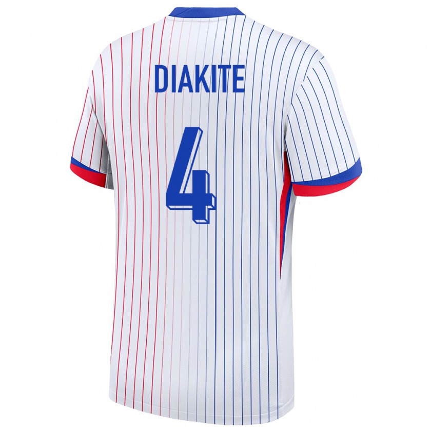 Kandiny Uomo Maglia Francia Bafode Diakite #4 Bianco Kit Gara Away 24-26 Maglietta