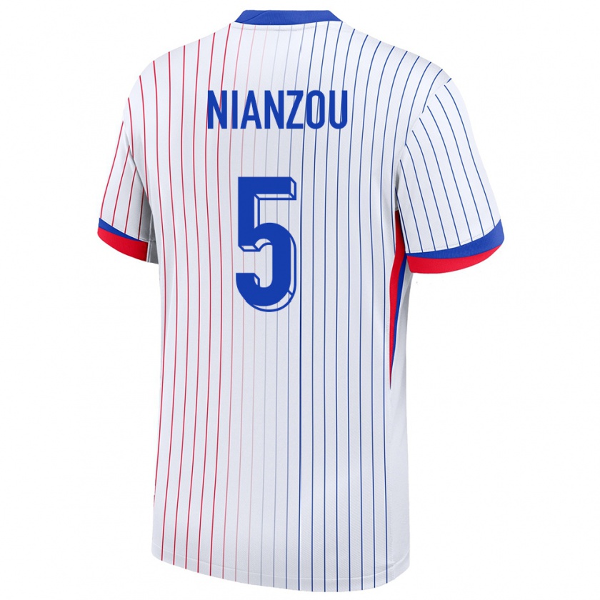 Kandiny Uomo Maglia Francia Tanguy Nianzou #5 Bianco Kit Gara Away 24-26 Maglietta