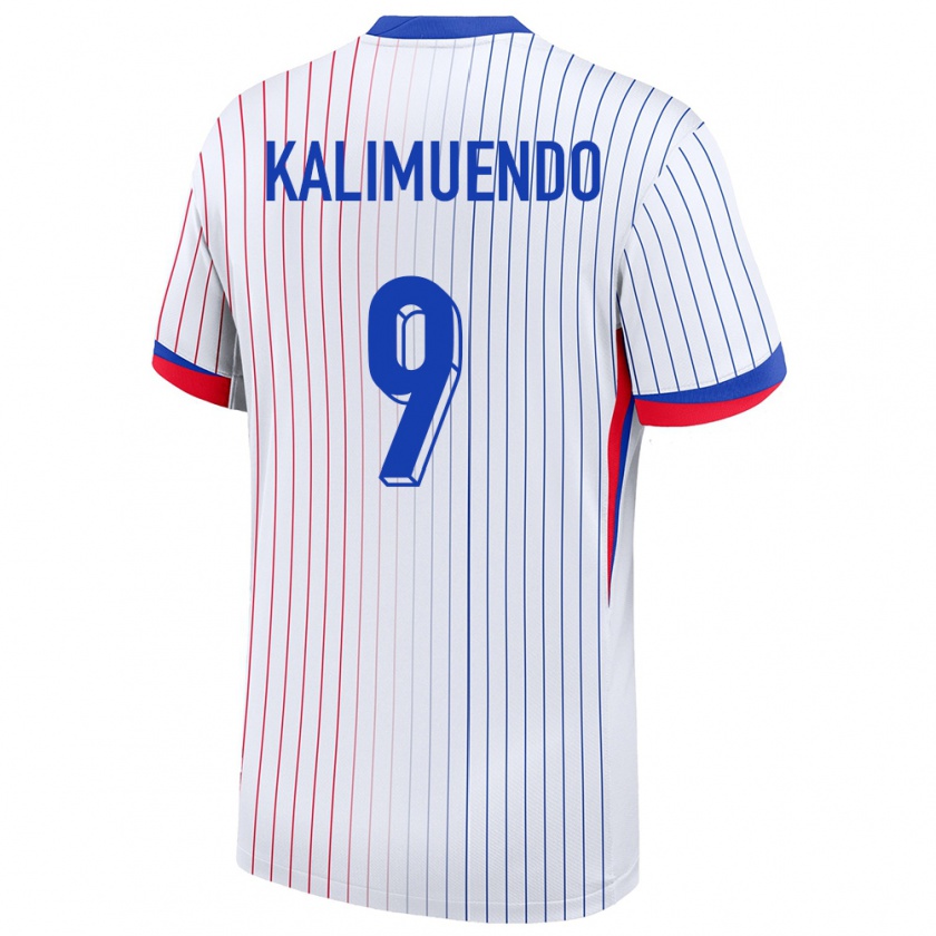 Kandiny Hombre Camiseta Francia Arnaud Kalimuendo #9 Blanco 2ª Equipación 24-26 La Camisa México