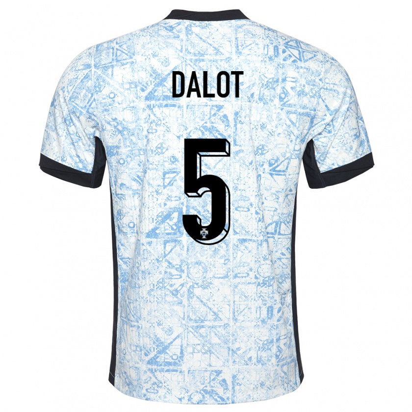 Kandiny Heren Portugal Diogo Dalot #5 Crème Blauw Uitshirt Uittenue 24-26 T-Shirt België