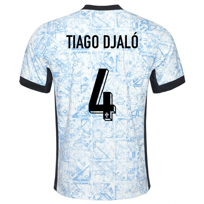 Kandiny Herren Portugal Tiago Djalo #4 Cremeblau Auswärtstrikot Trikot 24-26 T-Shirt Österreich