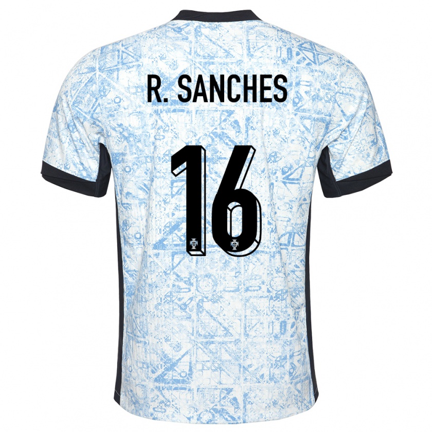 Kandiny Uomo Maglia Portogallo Renato Sanches #16 Crema Blu Kit Gara Away 24-26 Maglietta