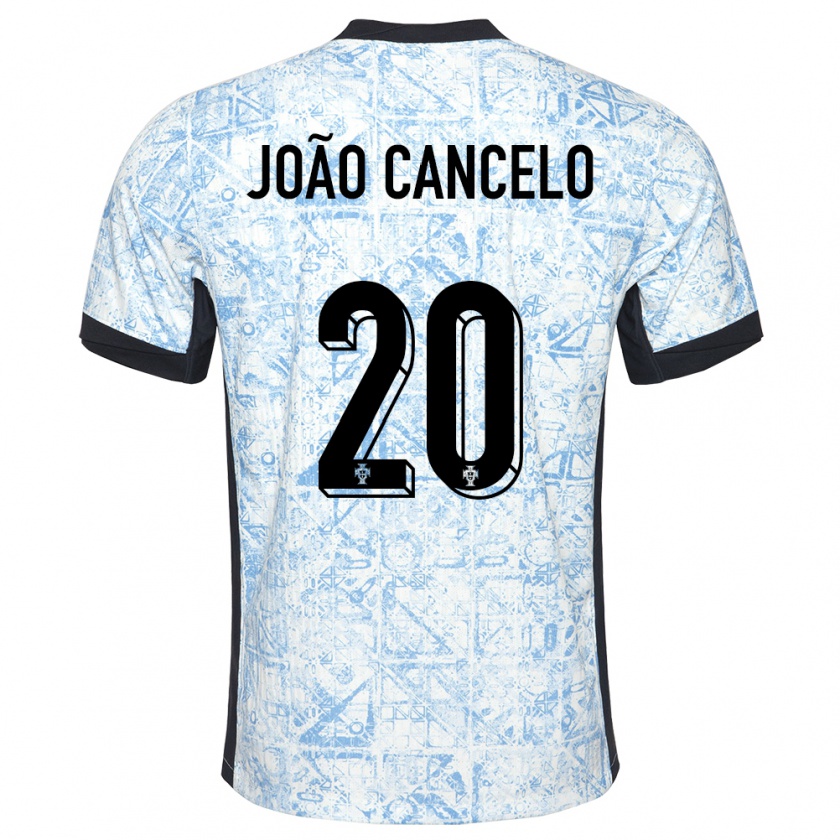 Kandiny Uomo Maglia Portogallo Joao Cancelo #20 Crema Blu Kit Gara Away 24-26 Maglietta