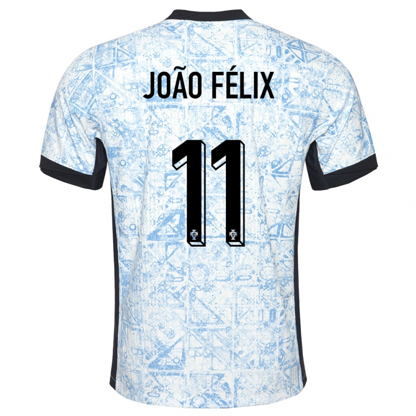 Kandiny Heren Portugal Joao Felix #11 Crème Blauw Uitshirt Uittenue 24-26 T-Shirt