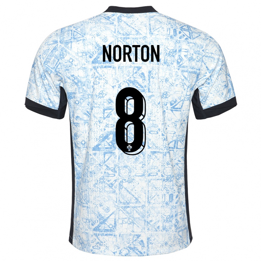 Kandiny Uomo Maglia Portogallo Andreia Norton #8 Crema Blu Kit Gara Away 24-26 Maglietta