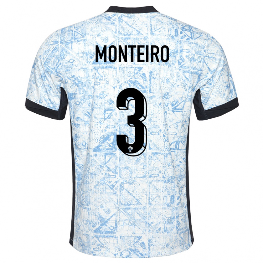 Kandiny Heren Portugal Diogo Monteiro #3 Crème Blauw Uitshirt Uittenue 24-26 T-Shirt