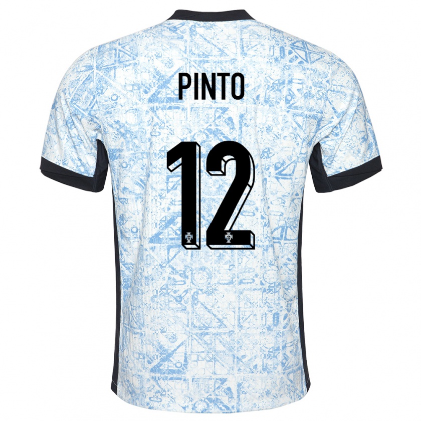 Kandiny Heren Portugal Diogo Pinto #12 Crème Blauw Uitshirt Uittenue 24-26 T-Shirt