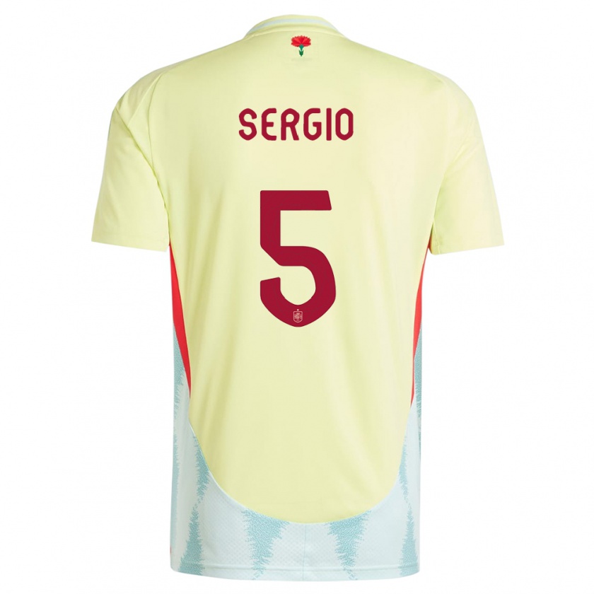 Kandiny Heren Spanje Sergio Busquets #5 Geel Uitshirt Uittenue 24-26 T-Shirt