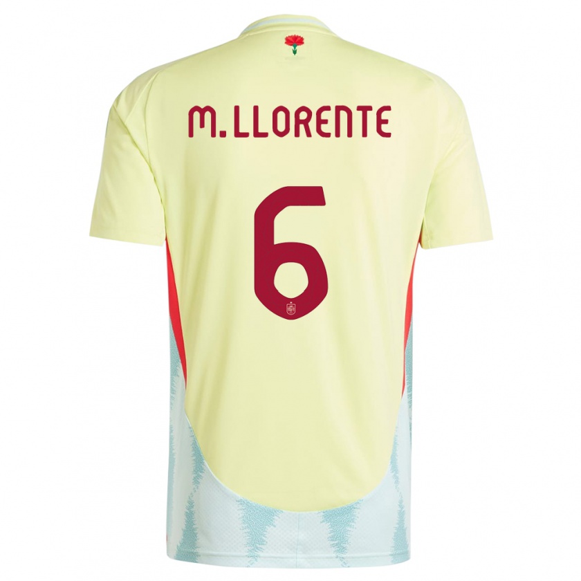 Kandiny Uomo Maglia Spagna Marcos Llorente #6 Giallo Kit Gara Away 24-26 Maglietta