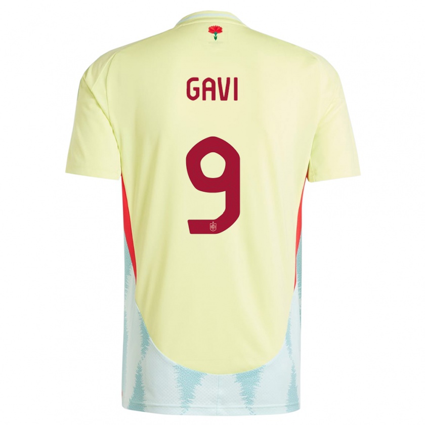 Kandiny Hombre Camiseta España Gavi #9 Amarillo 2ª Equipación 24-26 La Camisa