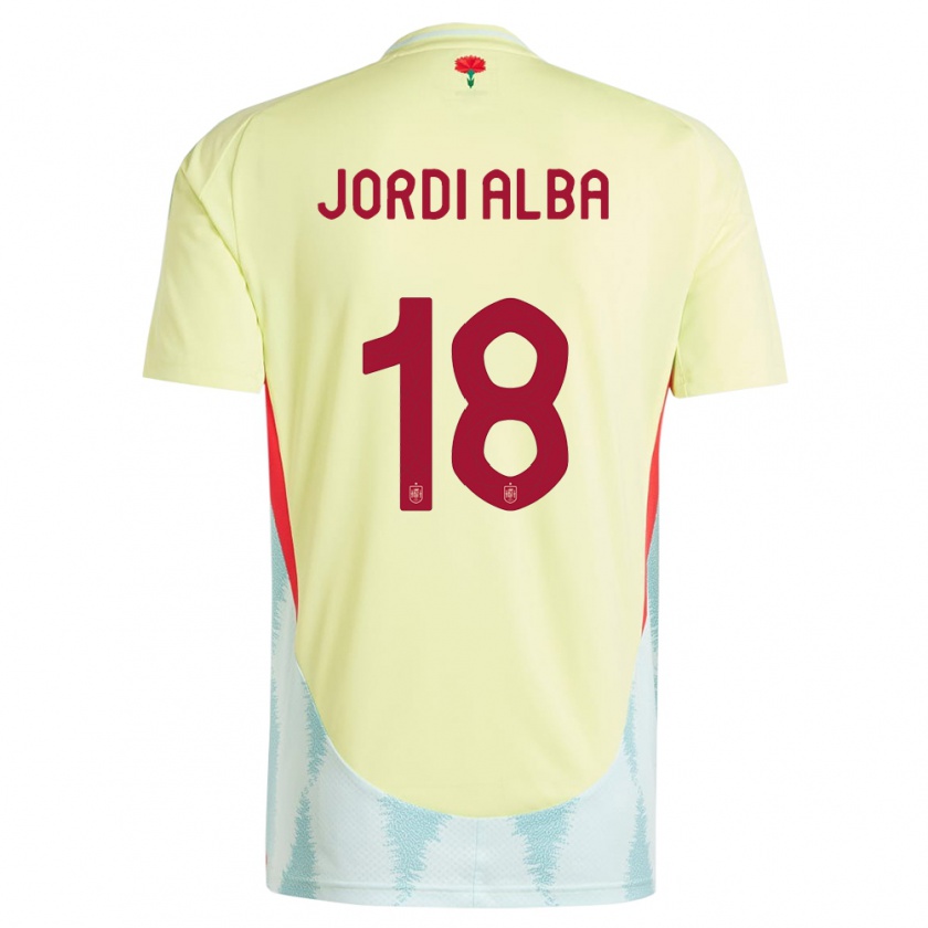 Kandiny Heren Spanje Jordi Alba #18 Geel Uitshirt Uittenue 24-26 T-Shirt