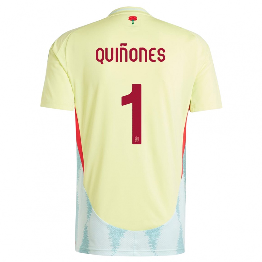 Kandiny Uomo Maglia Spagna Mariasun Quinones #1 Giallo Kit Gara Away 24-26 Maglietta