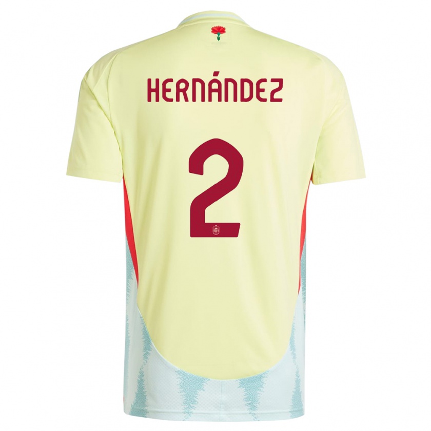 Kandiny Hombre Camiseta España Oihane Hernandez #2 Amarillo 2ª Equipación 24-26 La Camisa