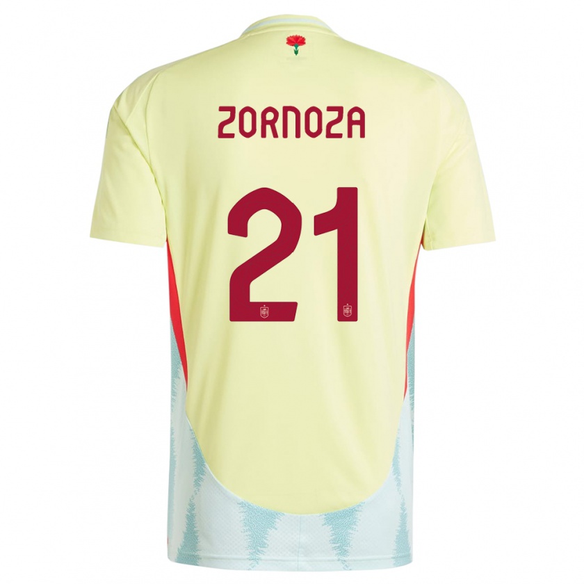 Kandiny Uomo Maglia Spagna Claudia Zornoza #21 Giallo Kit Gara Away 24-26 Maglietta