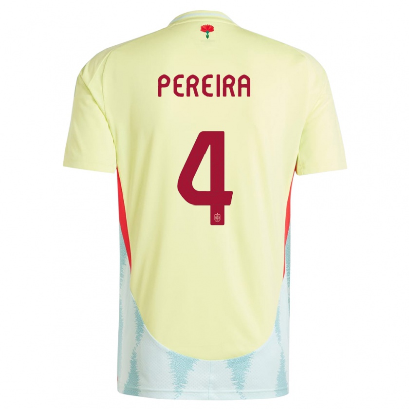 Kandiny Uomo Maglia Spagna Andrea Pereira #4 Giallo Kit Gara Away 24-26 Maglietta