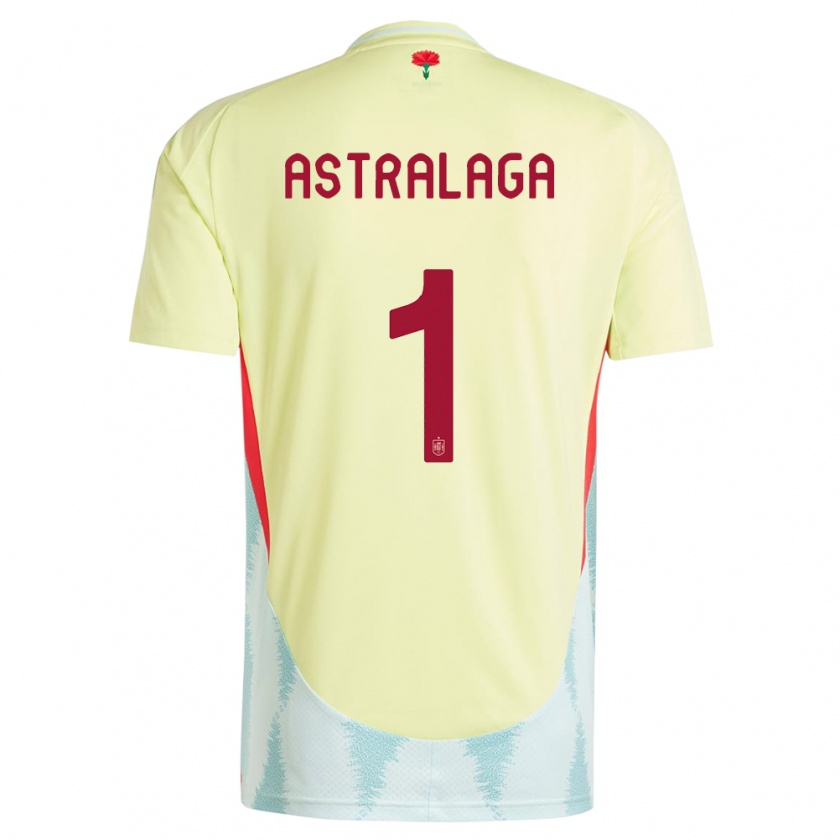 Kandiny Uomo Maglia Spagna Ander Astralaga #1 Giallo Kit Gara Away 24-26 Maglietta