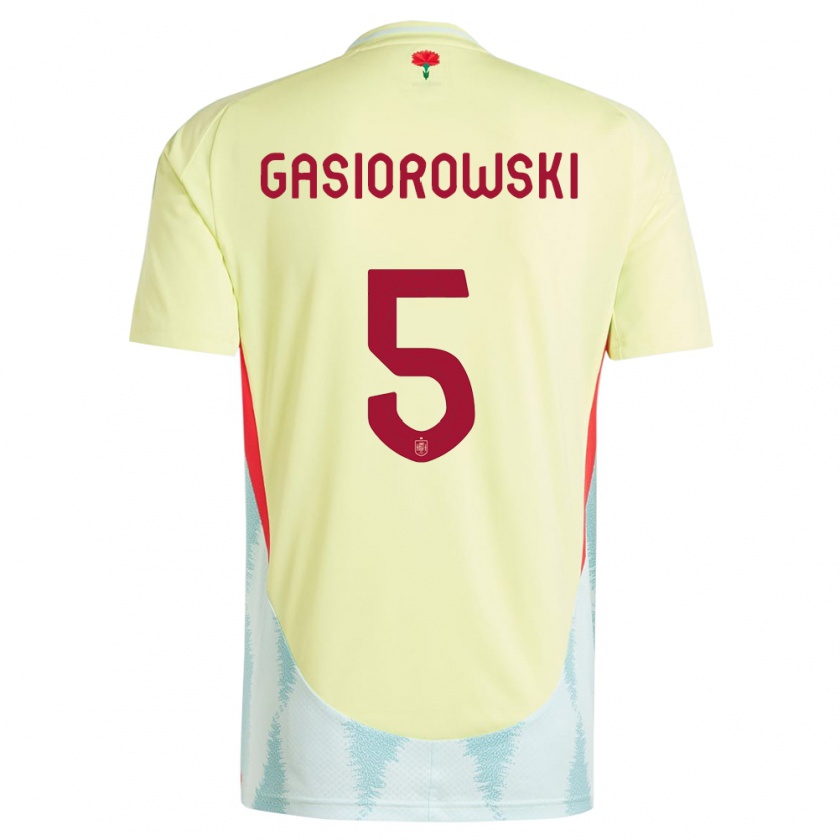 Kandiny Hombre Camiseta España Yarek Gasiorowski #5 Amarillo 2ª Equipación 24-26 La Camisa México