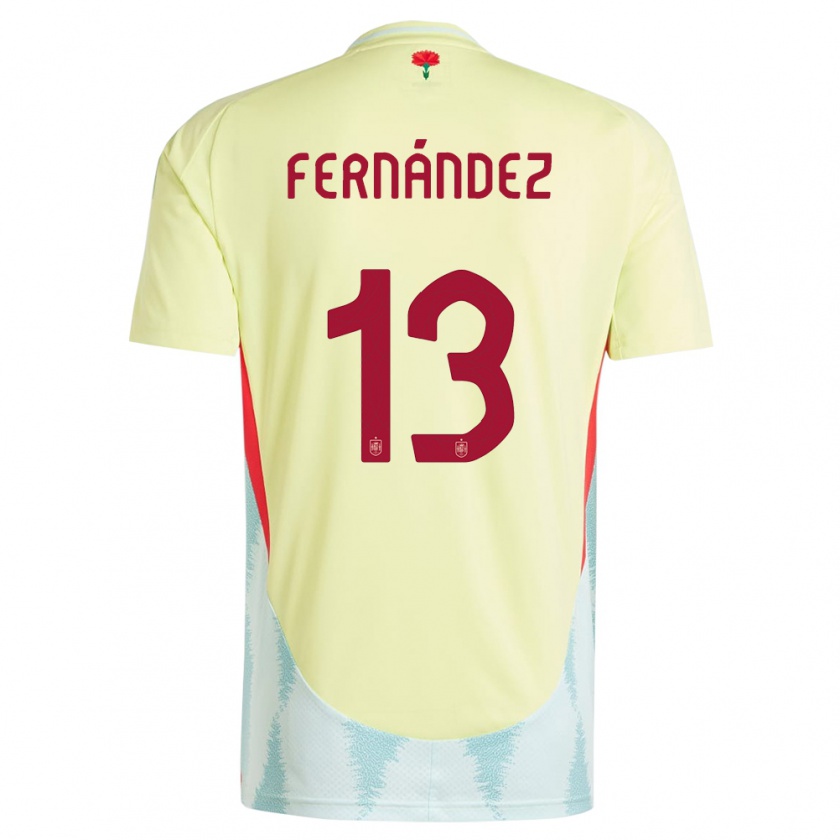 Kandiny Hombre Camiseta España Cesar Fernandez #13 Amarillo 2ª Equipación 24-26 La Camisa