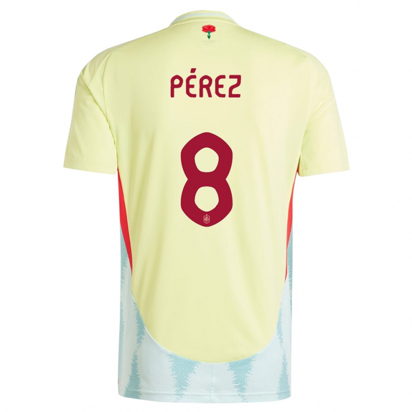 Kandiny Uomo Maglia Spagna Dani Perez #8 Giallo Kit Gara Away 24-26 Maglietta