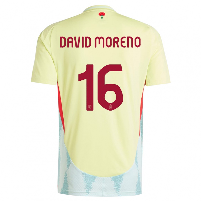 KandinyメンズスペインAntonio David Moreno#16黄アウェイシャツ24-26ジャージーユニフォーム