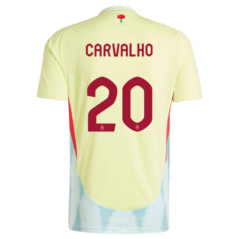 Kandiny Heren Spanje Miguel Carvalho #20 Geel Uitshirt Uittenue 24-26 T-Shirt