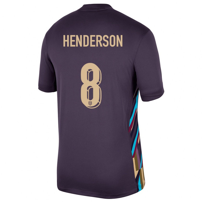 Kandiny Heren Engeland Jordan Henderson #8 Donkere Rozijn Uitshirt Uittenue 24-26 T-Shirt België