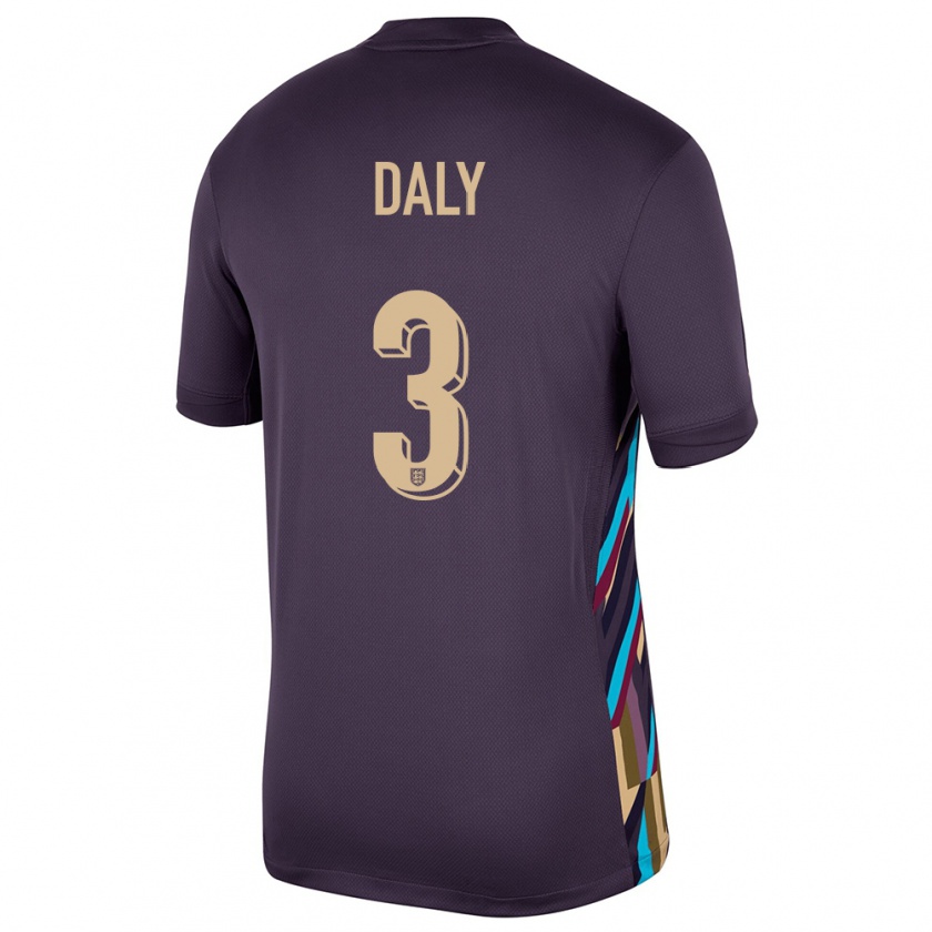 Kandiny Uomo Maglia Inghilterra Rachel Daly #3 Uvetta Scura Kit Gara Away 24-26 Maglietta