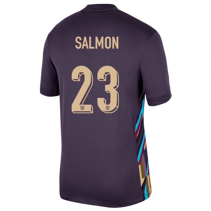 Kandiny Uomo Maglia Inghilterra Ebony Salmon #23 Uvetta Scura Kit Gara Away 24-26 Maglietta