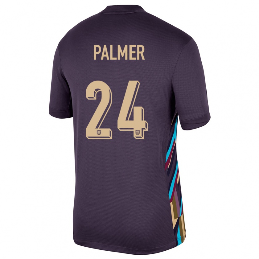 Kandiny Uomo Maglia Inghilterra Cole Palmer #24 Uvetta Scura Kit Gara Away 24-26 Maglietta