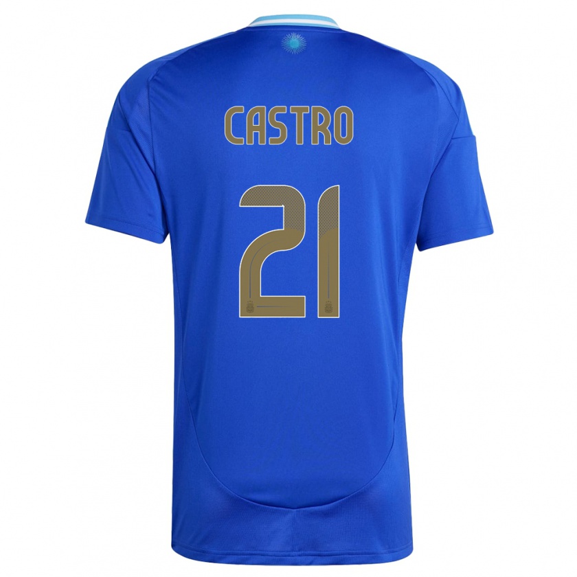 Kandiny Uomo Maglia Argentina Santiago Castro #21 Blu Kit Gara Away 24-26 Maglietta