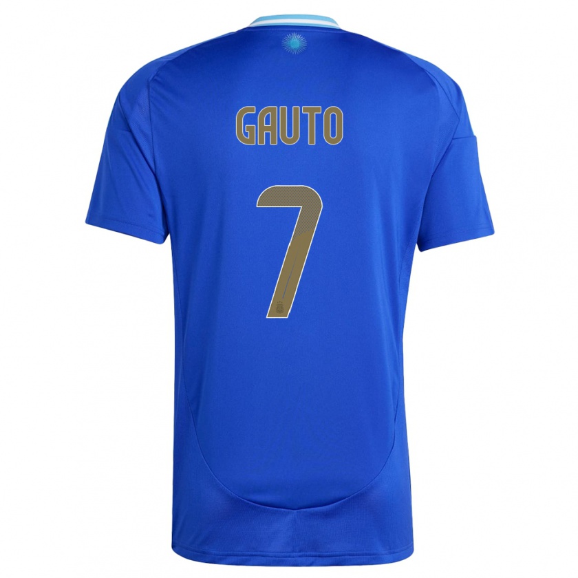 Kandiny Heren Argentinië Juan Gauto #7 Blauw Uitshirt Uittenue 24-26 T-Shirt