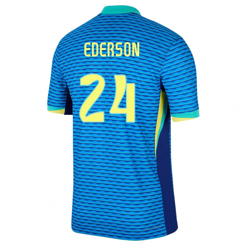 Kandiny Uomo Maglia Brasile Ederson #24 Blu Kit Gara Away 24-26 Maglietta