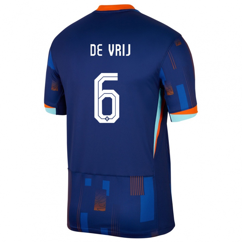 Kandiny Herren Niederlande Stefan De Vrij #6 Blau Auswärtstrikot Trikot 24-26 T-Shirt Österreich