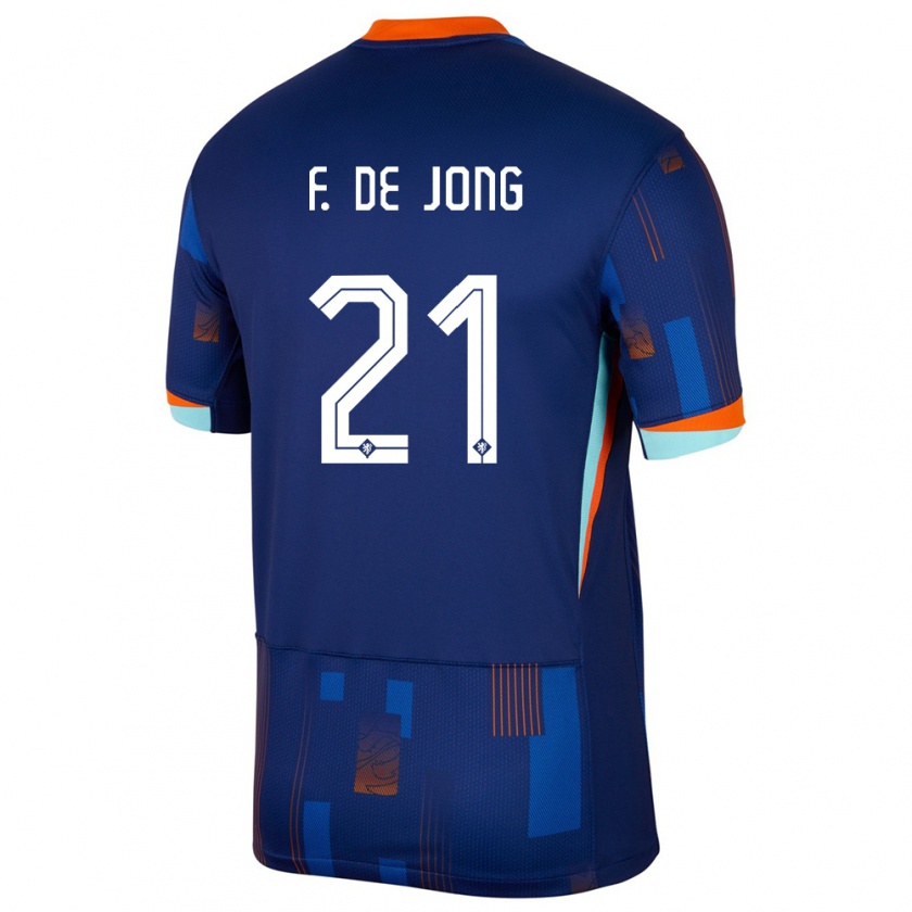 Kandiny Hombre Camiseta Países Bajos Frenkie De Jong #21 Azul 2ª Equipación 24-26 La Camisa