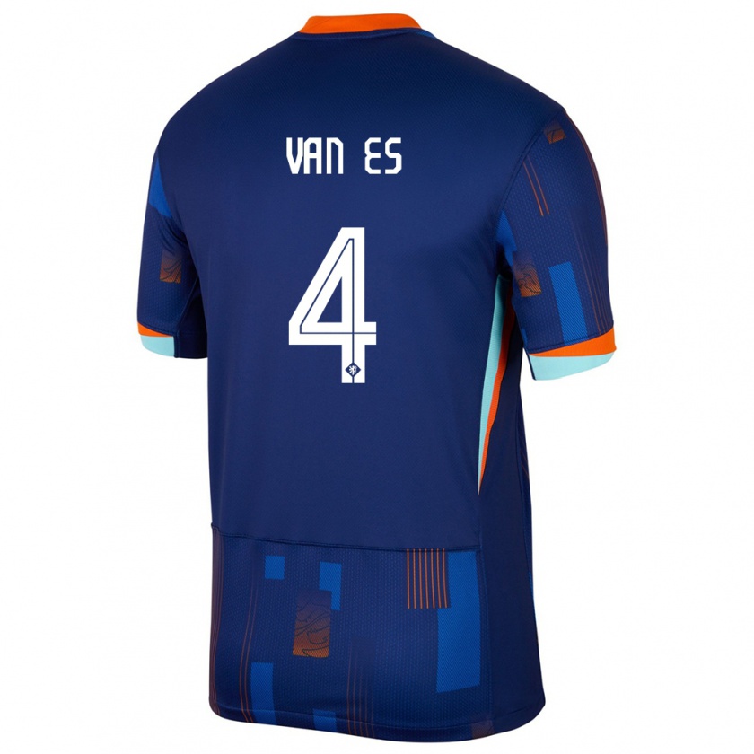 Kandiny Herren Niederlande Kika Van Es #4 Blau Auswärtstrikot Trikot 24-26 T-Shirt Österreich