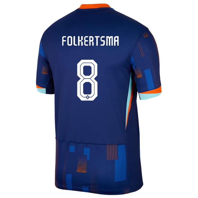 Kandiny Herren Niederlande Sisca Folkertsma #8 Blau Auswärtstrikot Trikot 24-26 T-Shirt Österreich