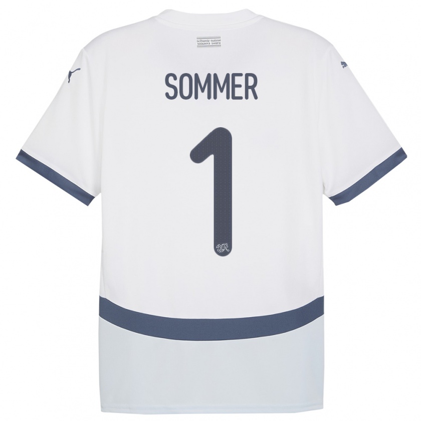 Kandiny Hombre Camiseta Suiza Yann Sommer #1 Blanco 2ª Equipación 24-26 La Camisa México