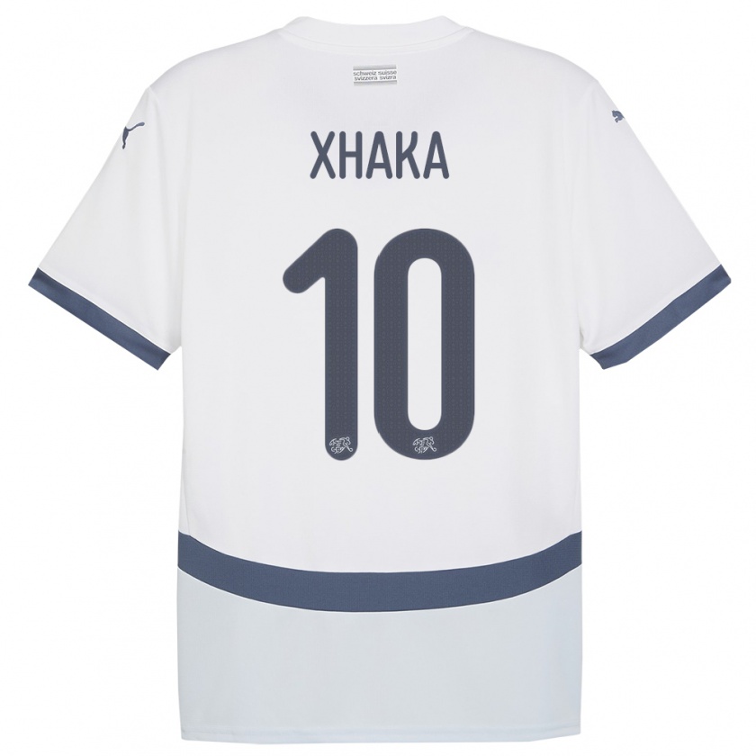 Kandiny Heren Zwitserland Granit Xhaka #10 Wit Uitshirt Uittenue 24-26 T-Shirt België