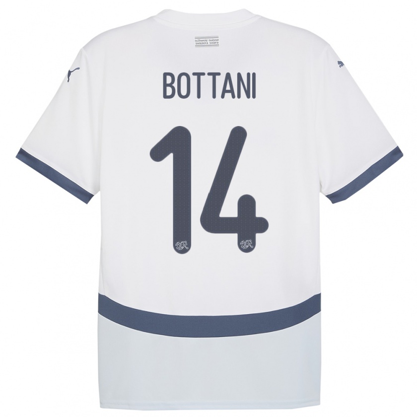 Kandiny Hombre Camiseta Suiza Mattia Bottani #14 Blanco 2ª Equipación 24-26 La Camisa México