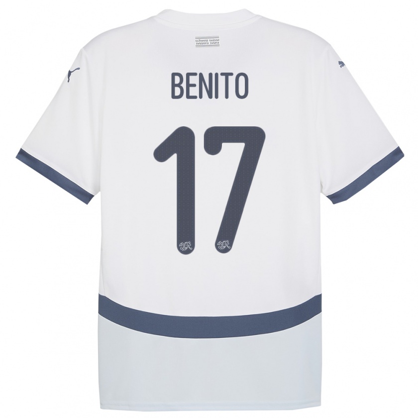 Kandiny Uomo Maglia Svizzera Loris Benito #17 Bianco Kit Gara Away 24-26 Maglietta