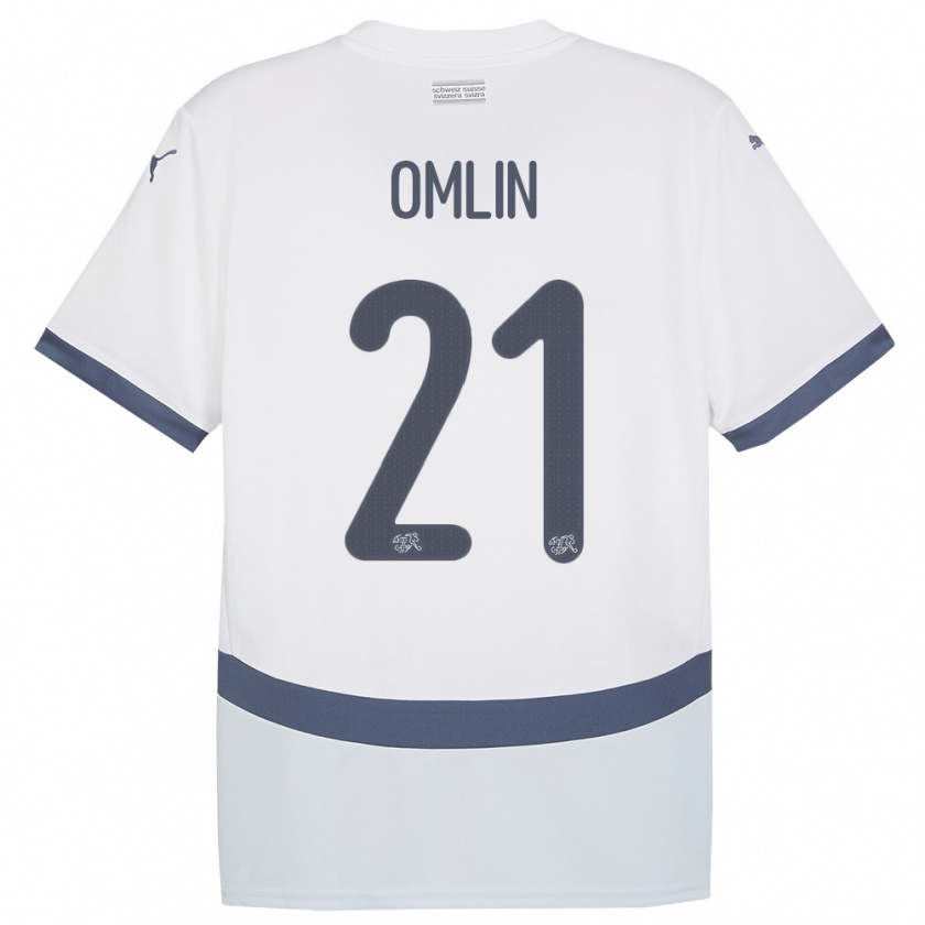 Kandiny Uomo Maglia Svizzera Jonas Omlin #21 Bianco Kit Gara Away 24-26 Maglietta