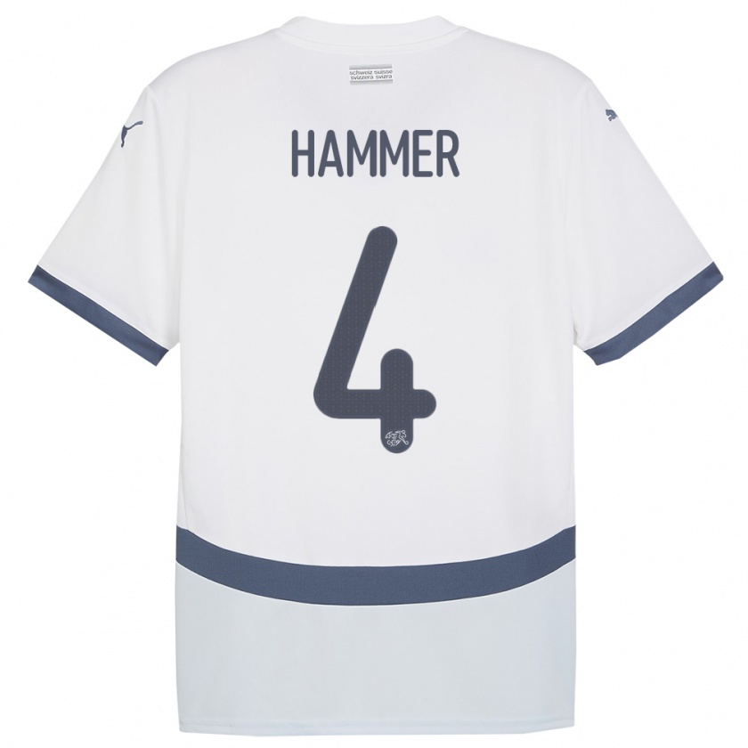 Kandiny Herren Schweiz Pascal Hammer #4 Weiß Auswärtstrikot Trikot 24-26 T-Shirt Österreich