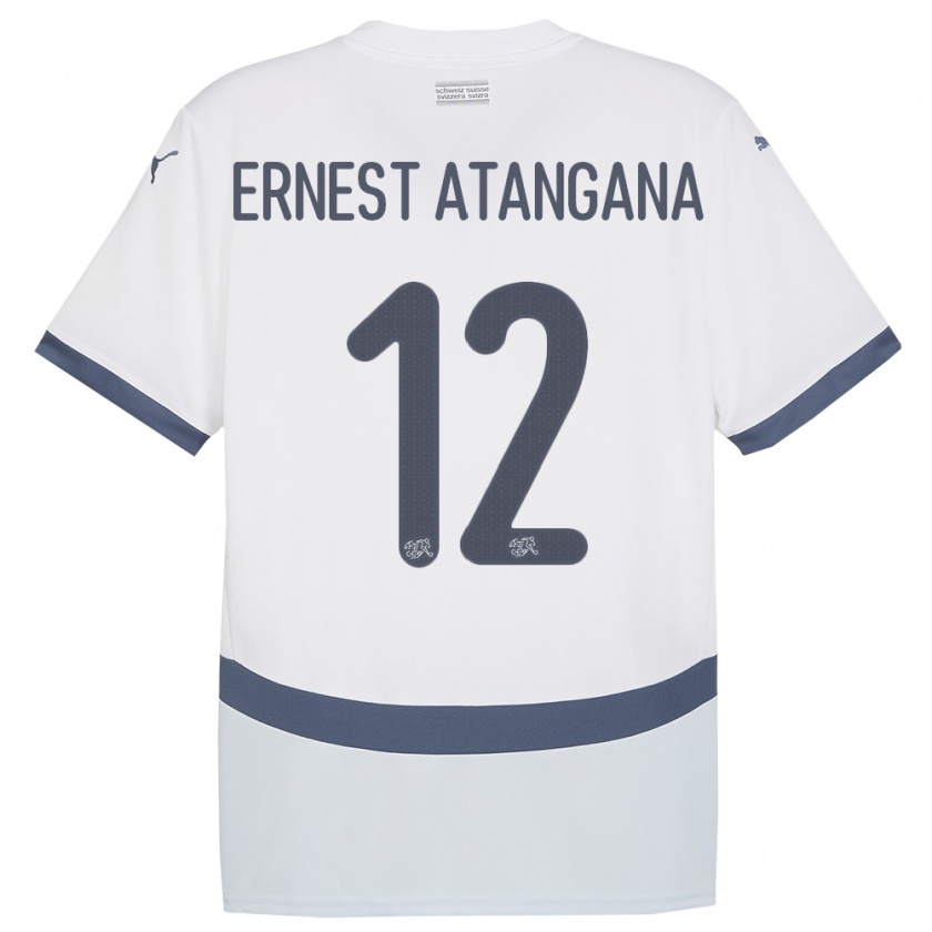 Kandiny Hombre Camiseta Suiza Brian Ernest Atangana #12 Blanco 2ª Equipación 24-26 La Camisa México