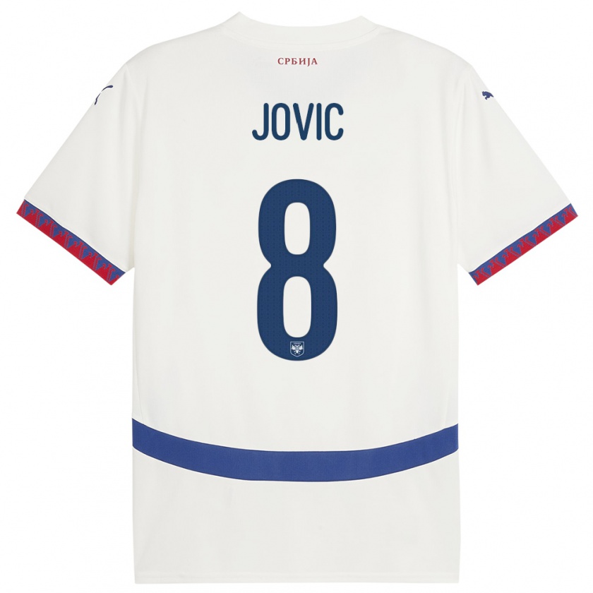 Kandiny Heren Servië Luka Jovic #8 Wit Uitshirt Uittenue 24-26 T-Shirt