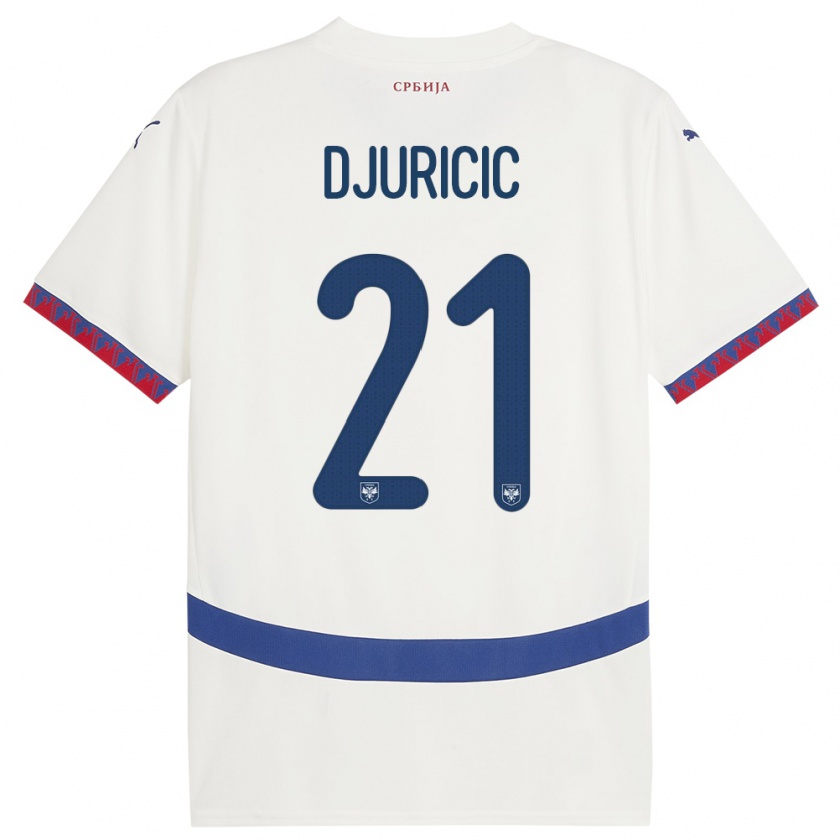 Kandiny Heren Servië Filip Djuricic #21 Wit Uitshirt Uittenue 24-26 T-Shirt België